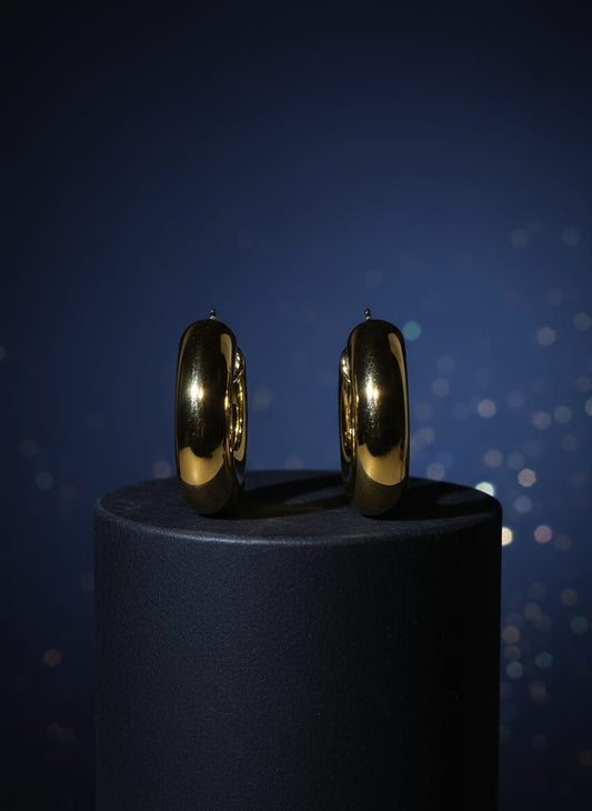 Gold-Tone Dome Hoop Earring