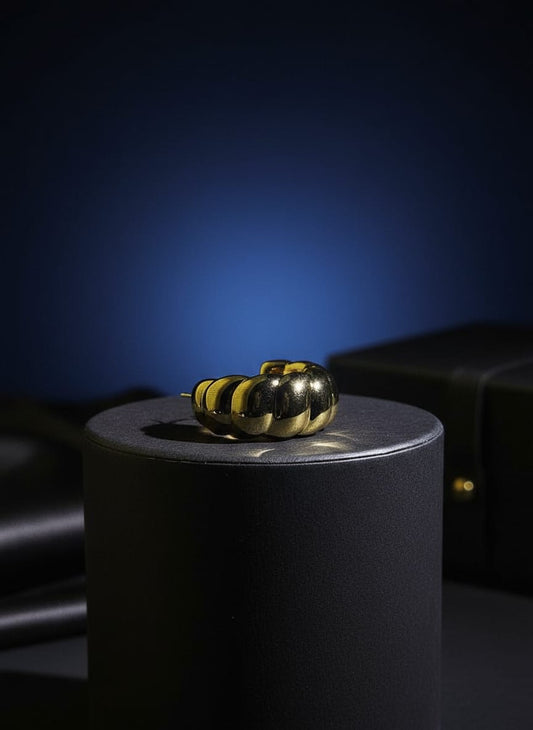 Textured Gold Dome Hoop Earring