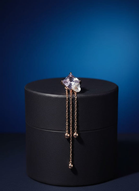 Crystal Glow Tassel  Korean Earring