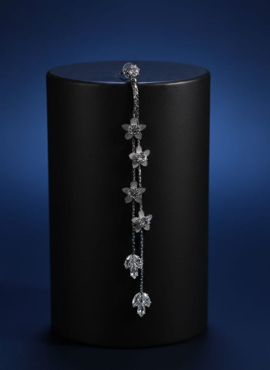 Silver Bloom Drop  korean Earring