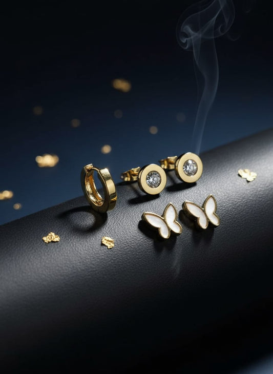 Golden Grace – Anti Tarnish Combo Earrings Set