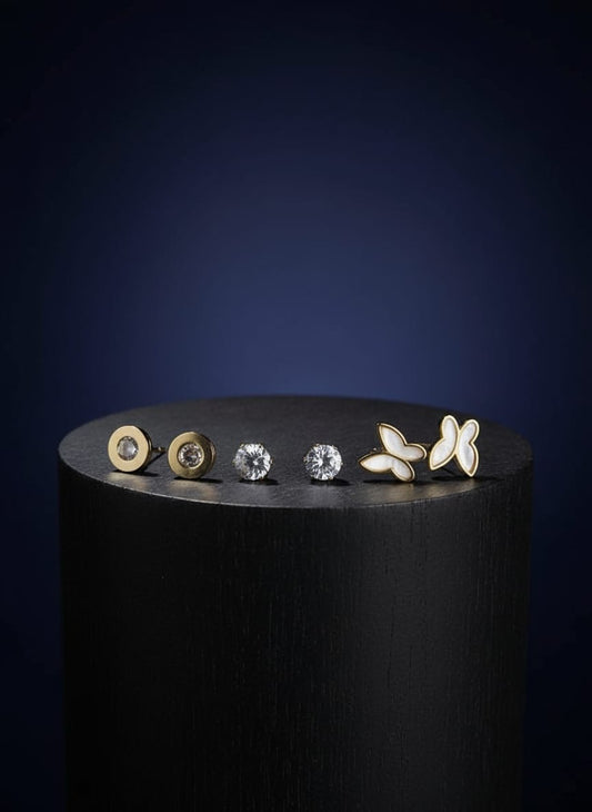 Golden Muse – Anti Tarnish Combo Earrings