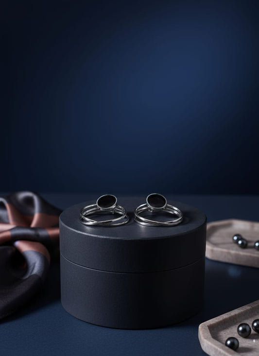 Korean Black Stone Minimal Hoop Earring