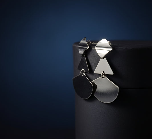 Korean Geometric Metal Drop Earring