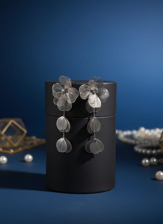 Korean Floral Mesh Drop Earring