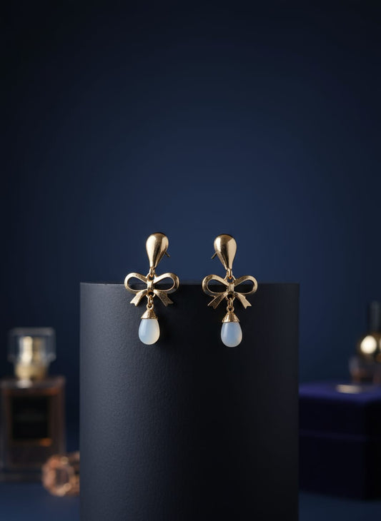 Korean Bow Drop Earring