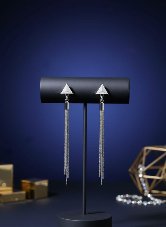 Korean Geometric Silver Tassel Earring