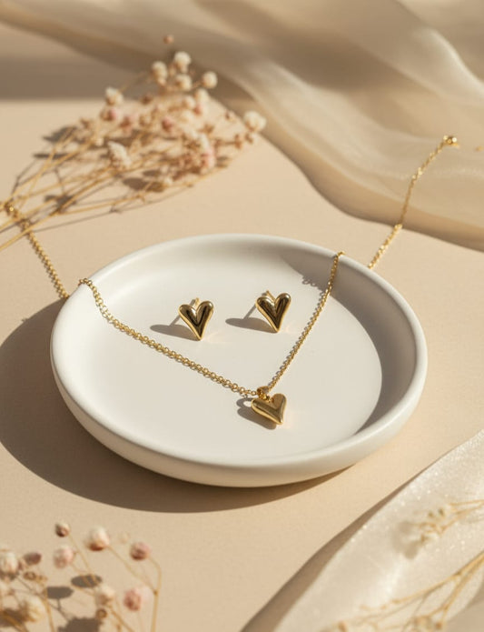 Amour Heart Jewellery Set - Anti-Tarnish