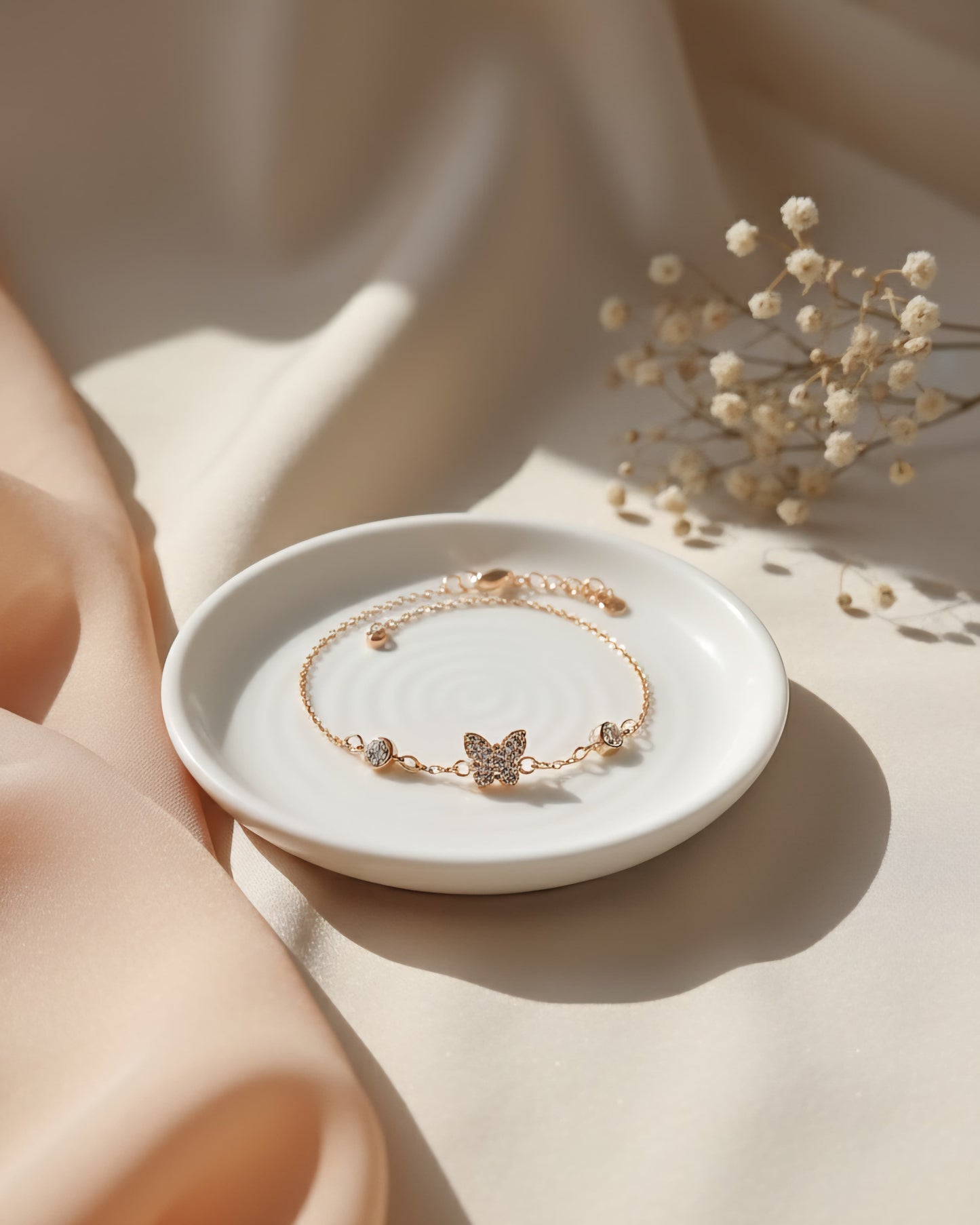 Delicate Crystal Butterfly Anklet