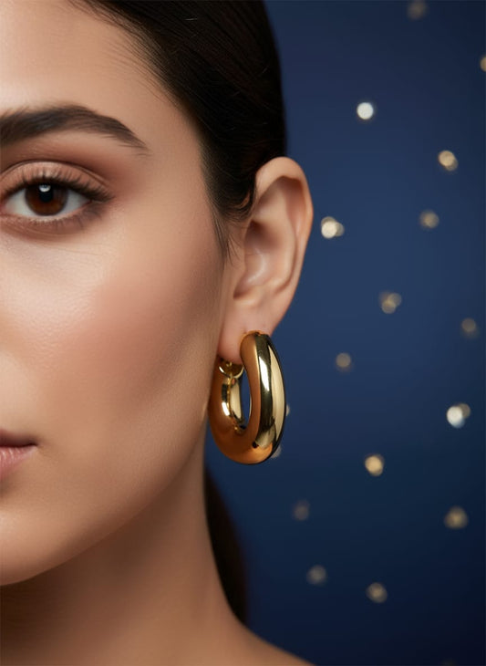 Gold-Tone Dome Hoop Earring