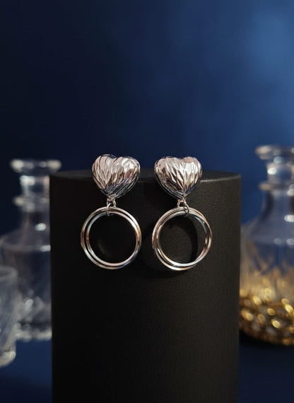 Golden Heart Loop Metal Earrings