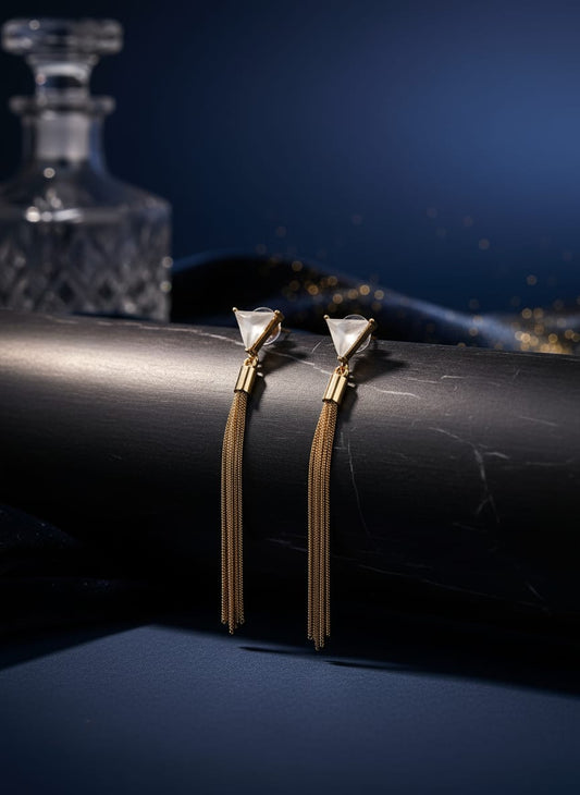 Korean Geometric Silver Tassel Earring