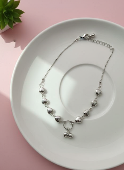 Silver Heart Charm Anklet